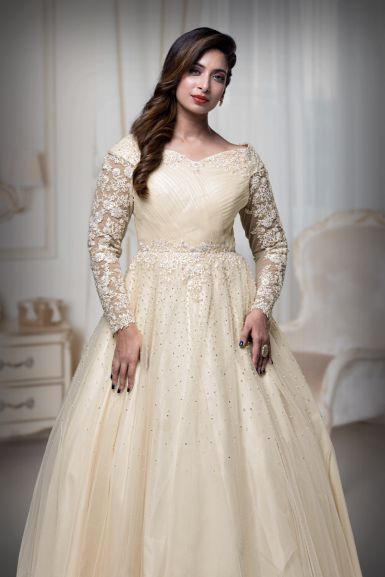 Ronald Joyce 69726 ballgown wedding dress with long sleeves