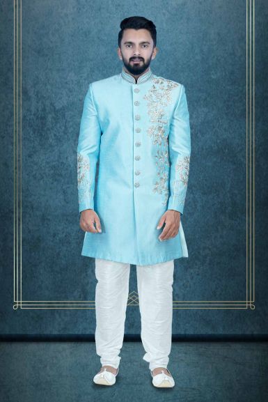 light blue sherwani
