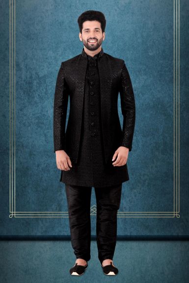 Black sherwani shop for groom 2018