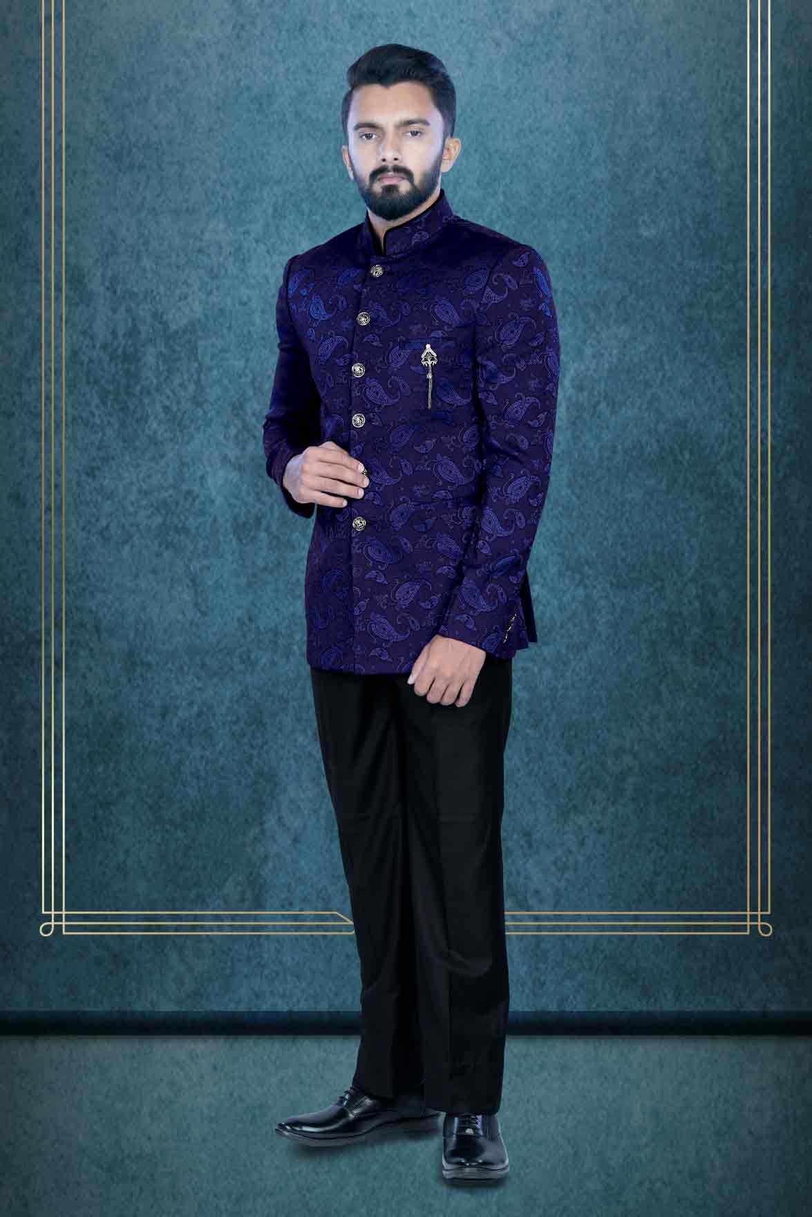Heritage Blue Jodhpuri Suit Custom Made By A I Indian Men Fashion | My ...