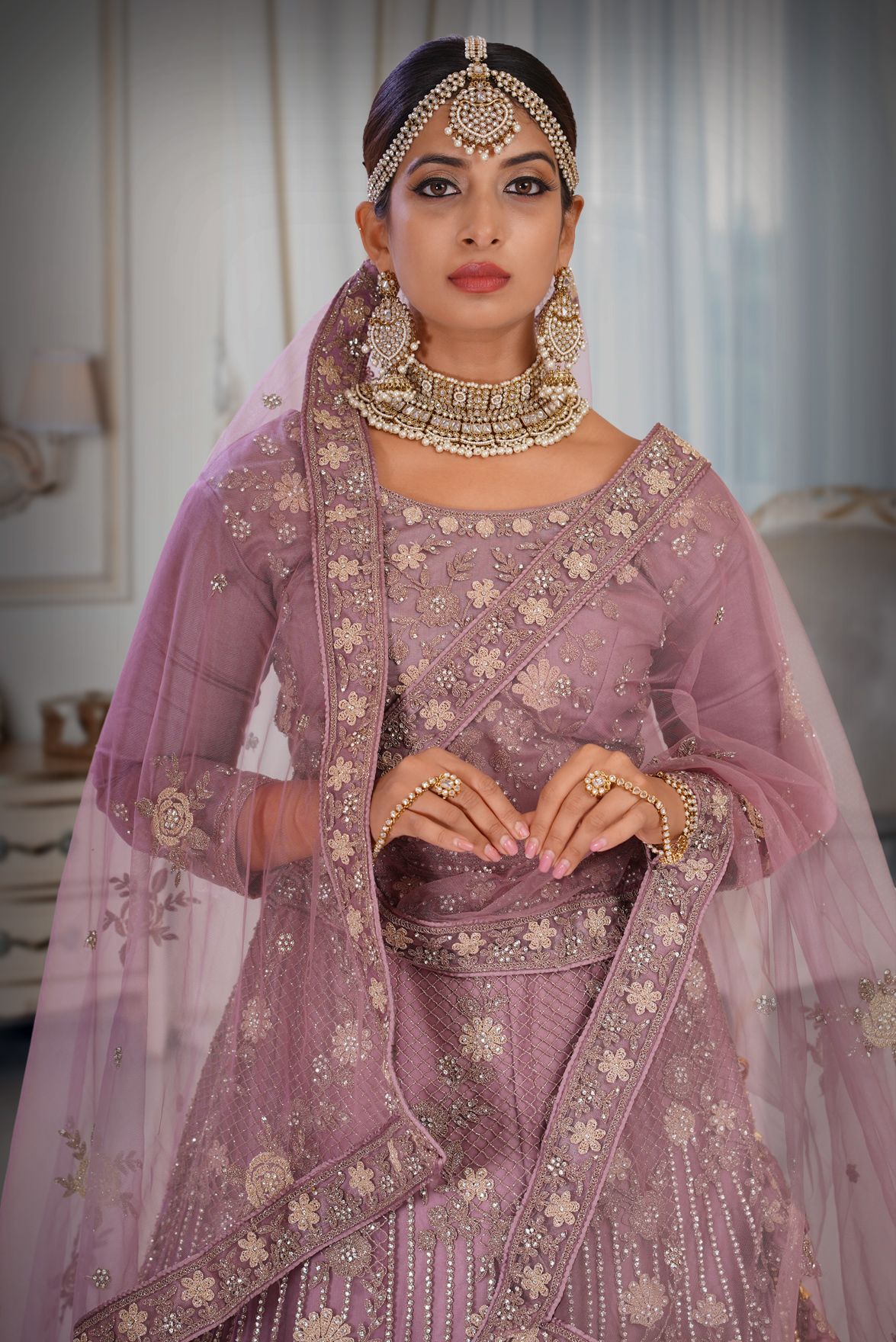 Gown Violet Colour Wedding Lehenga Light Purple Lehenga