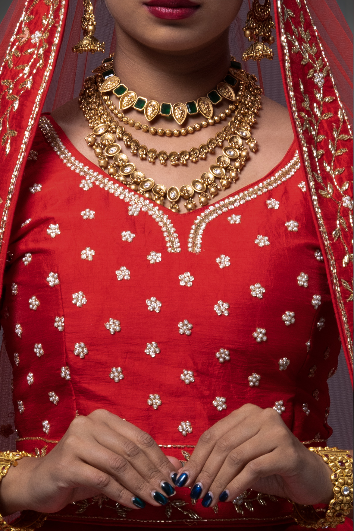 Rent Or Buy Red Moti Work Lehenga From PoshRobe