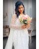 Off White Mermaid Christian Bridal Gown With Rich Lace Work Details