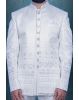 White And Golden  Jacket Jodhpuri With Threadwork Detailing