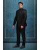 Men’s Black Bandhgala Suit with Sequined Shoulder Embellishment