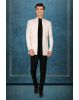 Men’s Cream Textured Indo-Western Jodhpuri Jacket with Black Kurta and Trouser Set