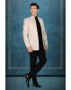 Men’s Cream Textured Indo-Western Jodhpuri Jacket with Black Kurta and Trouser Set