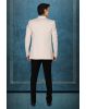 Men’s Cream Textured Indo-Western Jodhpuri Jacket with Black Kurta and Trouser Set
