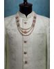 Ivory White Pearl Three Layered Mothi Mala With Heavy Detailed Block Lockets On Both Sides  And Bigger Beads In Center