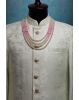 Baby Pink And Ivory Beaded Four Layer Mothi Mala With Pink Beads Arranged On Both Sides