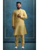 Mustard Kurta Pyjama in Blended Fabric