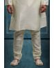 Cream Kurta Pyjama in Blended Fabric