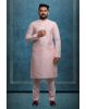 Peach Kurta Pyjama in Blended Fabric
