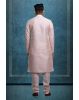 Peach Kurta Pyjama in Blended Fabric