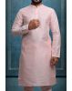 Peach Kurta Pyjama in Blended Fabric