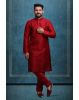 Maroon Kurta Pyjama in Blended Fabric