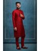 Maroon Kurta Pyjama in Blended Fabric