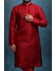 Maroon Kurta Pyjama in Blended Fabric