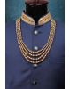 Golden Mothi Mala In 4 Layers With Linear Stone Attachments For Side Detailing