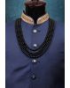 Black Plain Classic Layered Mothi Mala In Four Layes