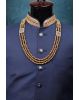 Golden Beads Mala With Golden And White Square Locket Detailing