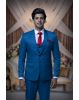 3 Pcs Suiting In Peacock Blue Mat Finish Suit