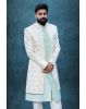 Mint Green And Multicolour Jacquard Sherwani