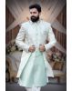 Mint Green And Multicolour Jacquard Sherwani