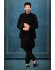 Black Silky Jacquard Sherwani