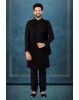 Black Silky Jacquard Sherwani