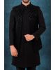 Black Silky Jacquard Sherwani
