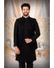Black Silky Jacquard Sherwani