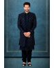 Navy Blue Lakhnavi Sherwani