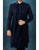 Navy Blue Lakhnavi Sherwani