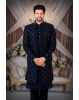 Navy Blue Lakhnavi Sherwani