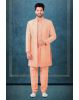 Peach Dupion Silk Sherwani