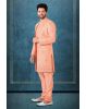 Peach Dupion Silk Sherwani