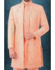 Peach Dupion Silk Sherwani