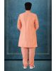 Peach Dupion Silk Sherwani
