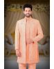 Peach Dupion Silk Sherwani