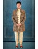 Dark Maroon And Fone Jacquard Sherwani