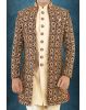 Dark Maroon And Fone Jacquard Sherwani