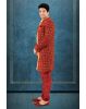 Maroon And Peach Jacquard Sherwani