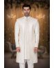 Off-White And Gold Elegant Jacket Sherwani