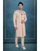 Baby Pink & Gold Silky Jacquard Sherwani