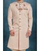 Baby Pink & Gold Silky Jacquard Sherwani