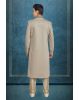 Dusty White & Gold Printed Silky Jacquard Sherwani
