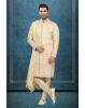 Golden Zari Embroidered Sherwani with Dupatta