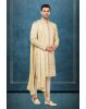 Golden Zari Embroidered Sherwani with Dupatta