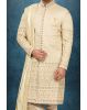 Golden Zari Embroidered Sherwani with Dupatta